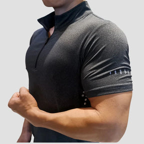 Camiseta Masculina Com Gola Zip Para Academia