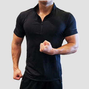 Camiseta Masculina Com Gola Zip Para Academia