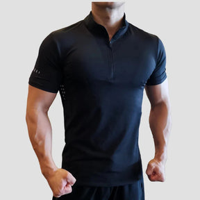 Camiseta Masculina Com Gola Zip Para Academia