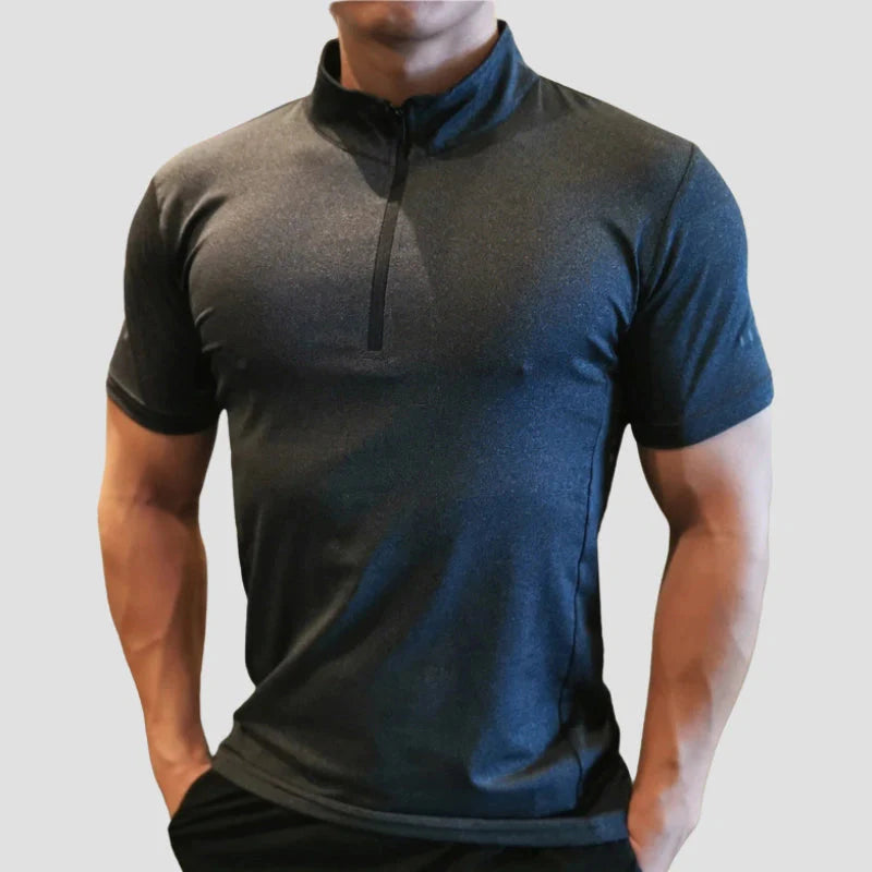 Camiseta Masculina Com Gola Zip Para Academia